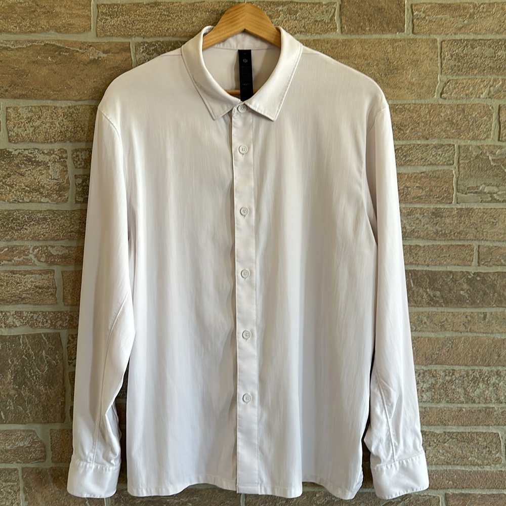 Lululemon Off White Relaxed-Fit Long-Sleeve Button-Up Shirt